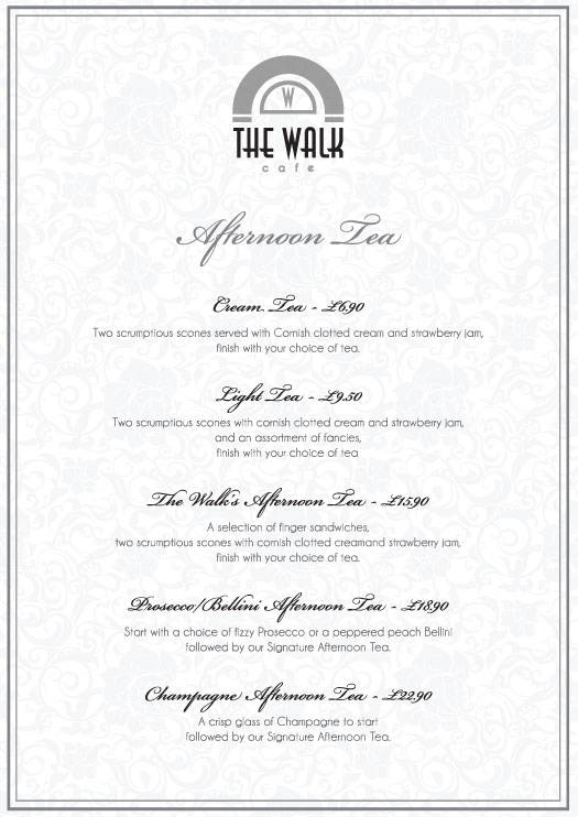 The Walk's Afternoon Tea Menu - Design by Elastic Canvas