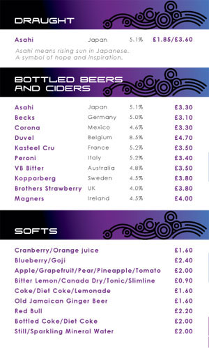 Draught Beer, Bottled Beer & Cider